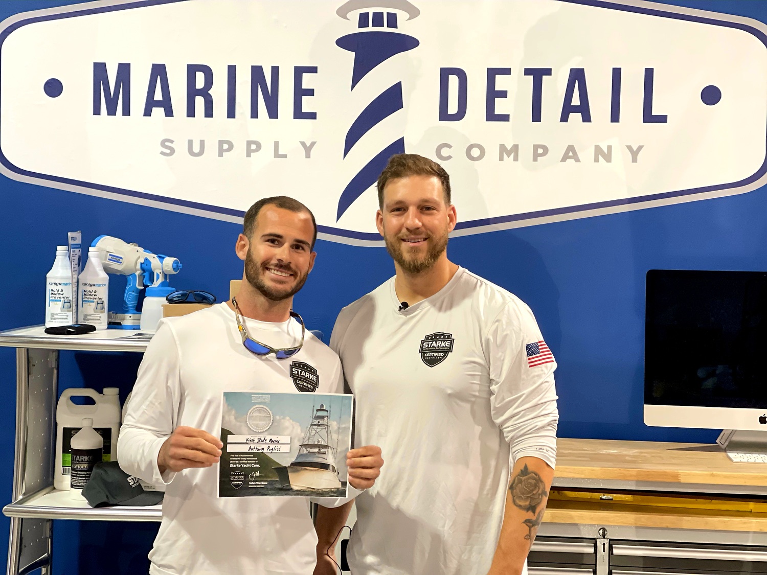 Original client photograph of Starke Yacht Care ceramic training and certificate